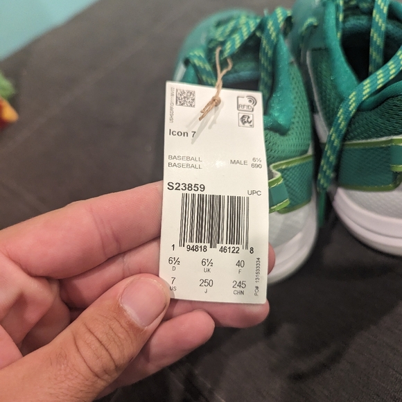 Adidas Icon 7 Baseball Metal‎ Cleats Shoes Green & White S23859 Mens Sz 7 - Picture 4 of 5